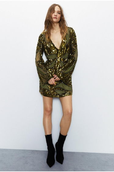 Sequin Cut Out Panel Mini Dress