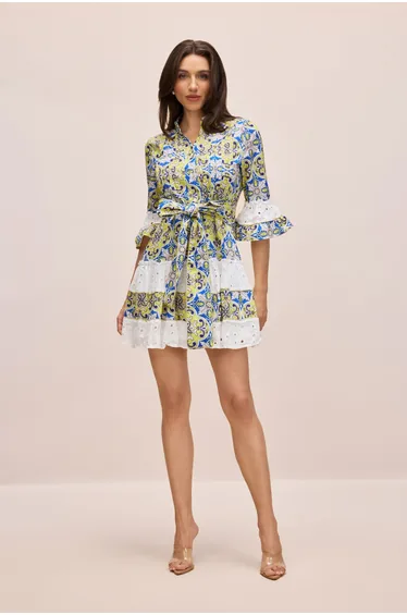 Belle Paisley Print Half Sleeve Mini Dress