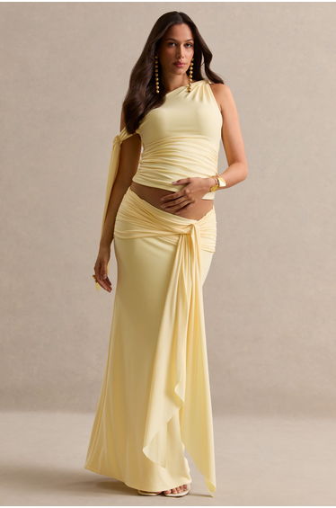 Cataleya | Lemon Maternity Maxi Skirt With Gathered Detailing