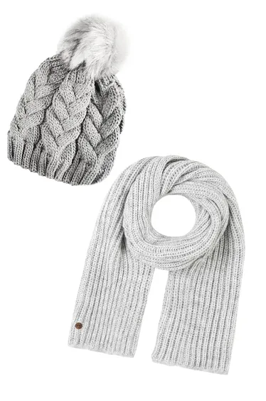 Womens Winter Beanie Hat and Scarf Set