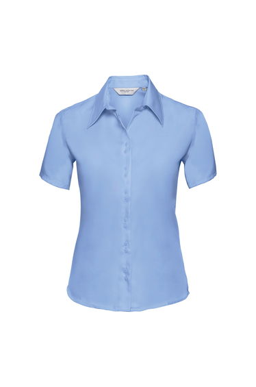 Russell Collection Ladies/Womens Short Sleeve Ultimate Non-Iron Shirt - Bright Sky