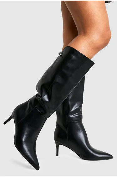 Wide Fit Curved Stiletto Knee High Boots