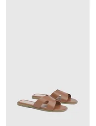 Cut Out Flat Sandals - tan