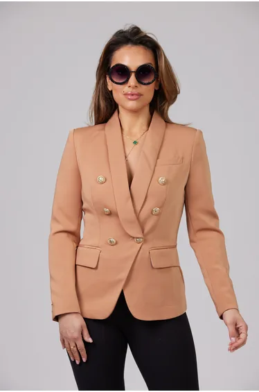 CAMEL WITH GOLD BUTTON BLAZER