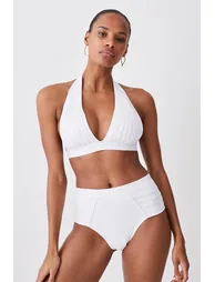 Bandage Sheer Stripe Halter Neck Top