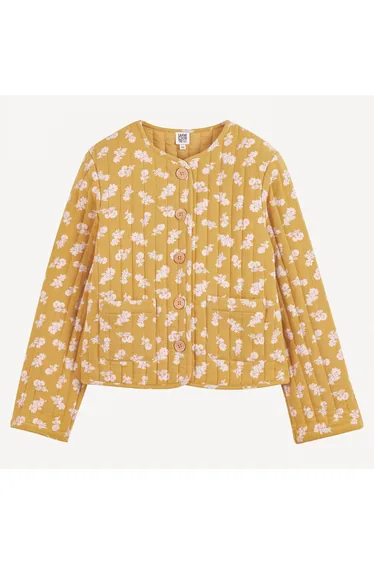 Mid-Season Quilted Jacket with Print, Cotton Gauze