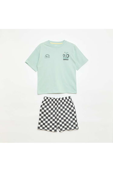 2-Piece Short Pajama Set: Tee + Shorts GREEN