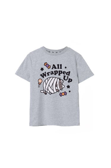Pusheen Girls Halloween Mummy Marl T-Shirt - Grey