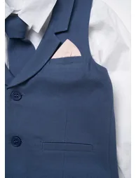Matty Blue Smart Printed Waistcoat Set - 5