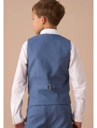Matty Blue Smart Printed Waistcoat Set - 2