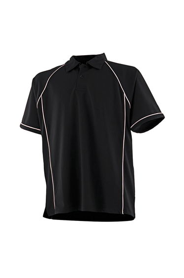 Finden & Hales Mens Piped Performance Polo Shirt - Black/White