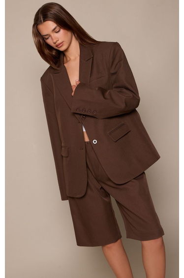 Dark Brown Tailored Oversized Blazer