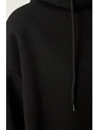 Women's Black Hooded Shawl Knitted Tracksuit Set - 9