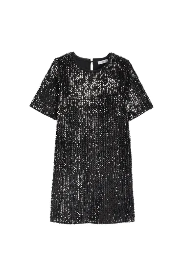 Sequin Shift Dress with Short Sleeves