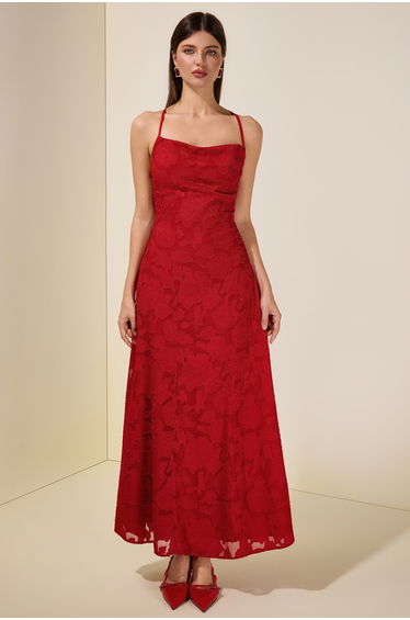 Burn-Out Tie-Up Slip Maxi Dress