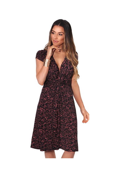 Leaf Print Knot Front Dress