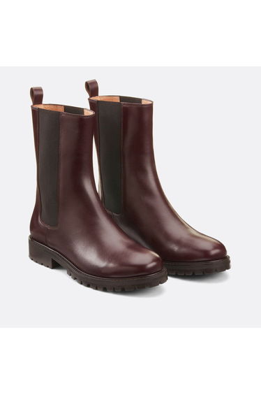 Ankle Boots with Notched Sole in Smooth Leather