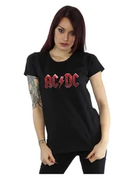 AC/DC Womens/Ladies Red Ice Logo Cotton T-Shirt - Black