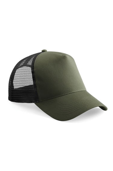 Beechfield Mens Half Mesh Trucker Cap / Headwear - Olive Green/Black