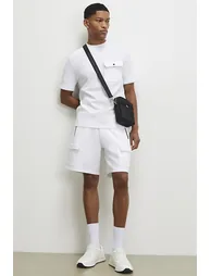 White Regular Fit Textured Cargo Shorts