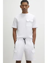 White Regular Fit Textured Cargo Shorts - 1
