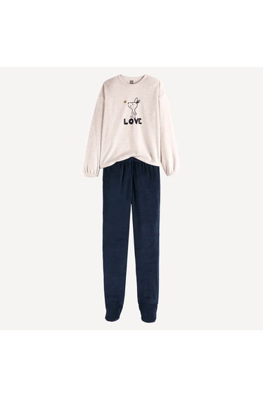 Velour Pyjamas with Feet, Rabbit Print