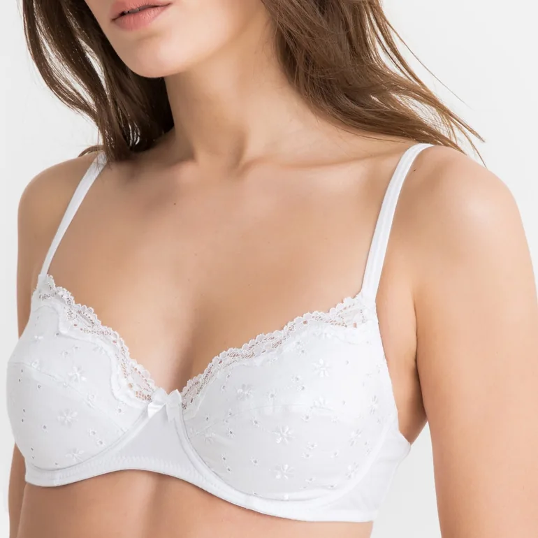 Cotton Full Cup Underwired Bra with Floral Emboidery - 3