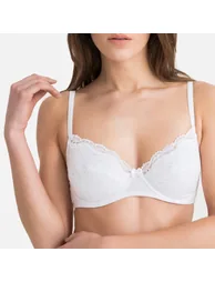 Cotton Full Cup Underwired Bra with Floral Emboidery - 1