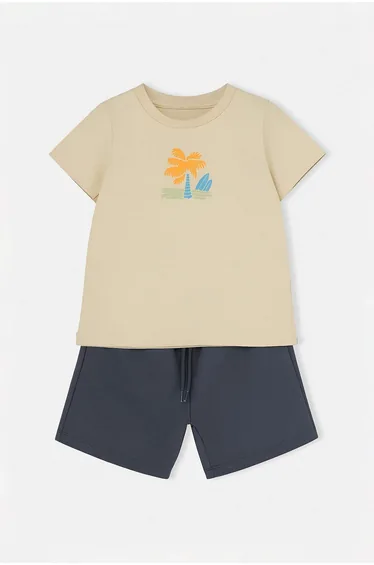 Stone Tropical Knitted Bottom - Top Set