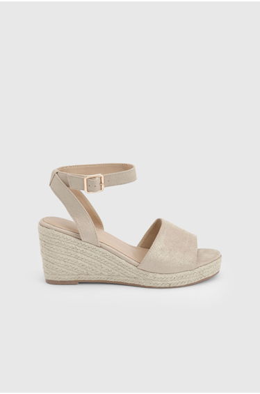 Rebekah Faux Suede Peep Toe Espadrille Wedge Sandals