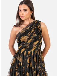 Anaya With Love Recycled Floral One Shoulder Tiered Midi Dress - 1