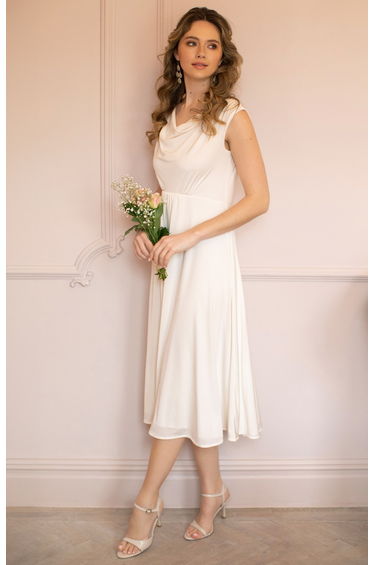 Darcie Cowl Neck Dress (Ivory)