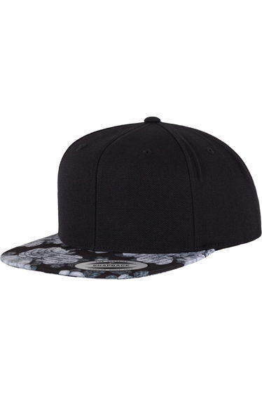 Flexfit by Yupoong Unisex Roses Print Snapback Cap - Black/Grey