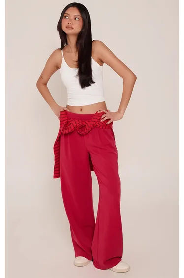 بنطلون بريتي ليتل ثينق أحمر بقصة عريضة