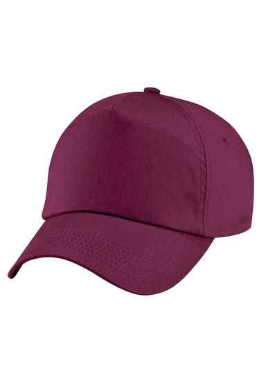 Beechfield Plain Unisex Junior Original 5 Panel Baseball Cap - Burgundy
