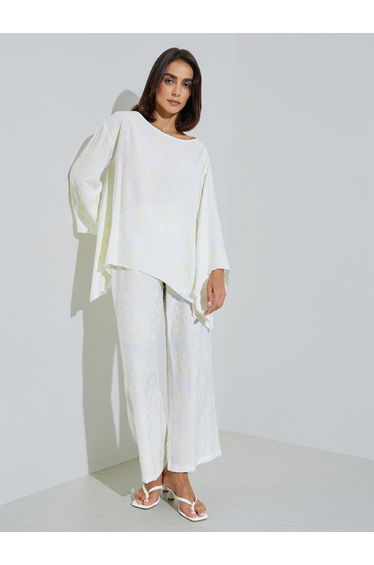 White Poncho Style Top and Pants Modest Set