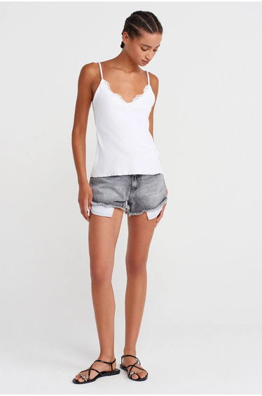 Dilvin Lace Sleeveless Slim-fit Cami Blouse