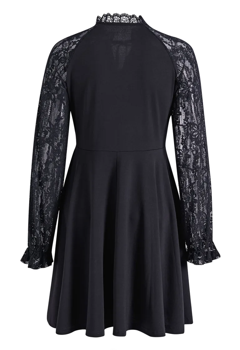 lace panel skater dress Lace Panel Skater Gothic Dress
