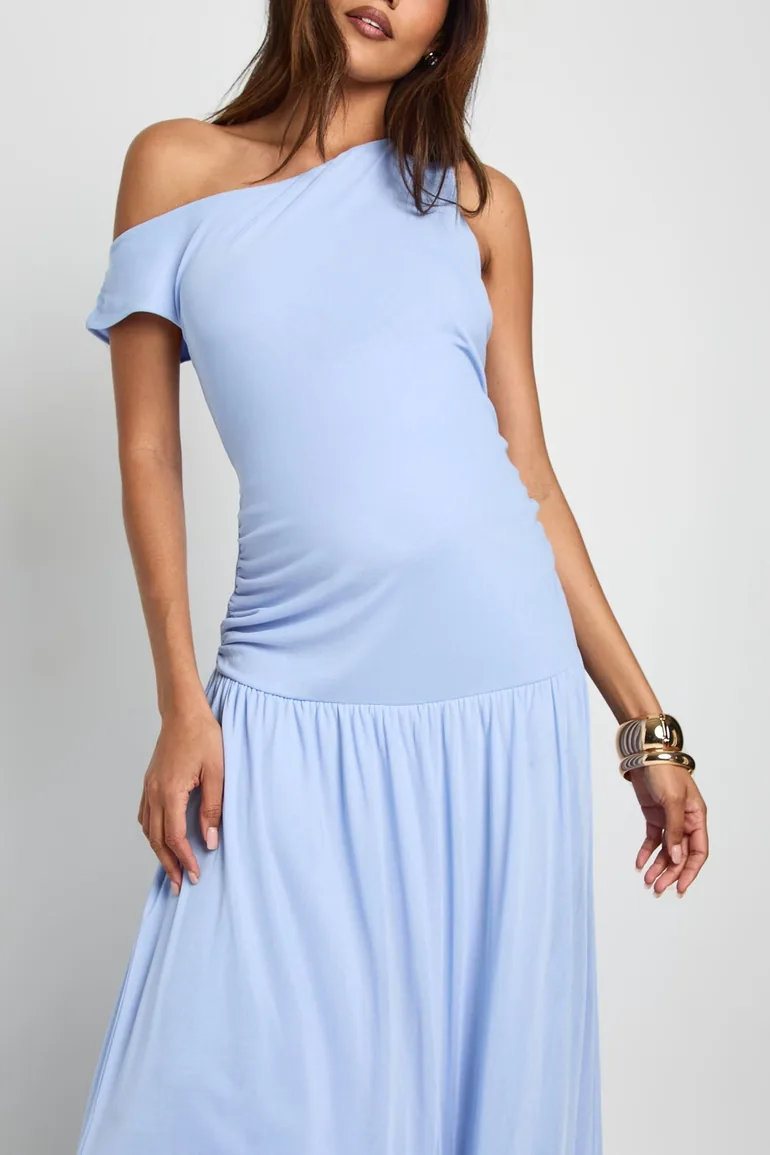 Maternity Ruched Drop Hem Mesh Dress - baby blue Boohoo Blue : Dresses :  VogaCloset Iraq