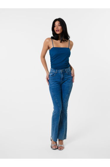 Ruched Mesh Strappy Bodysuit