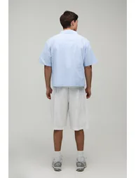 Oversized Boxy Micro Check Shirt - blue - 1