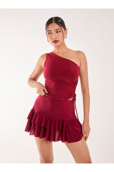 Asymmetric Side Ruched Top