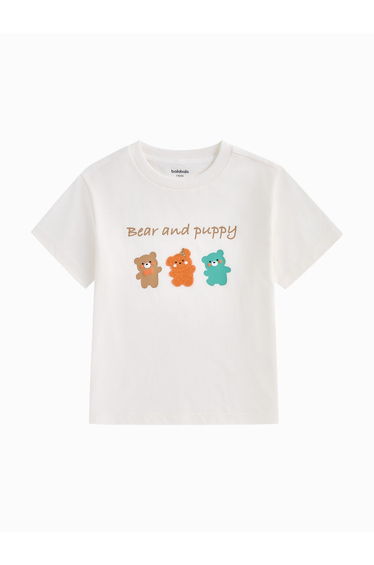 Unisex Short Sleeve T-Shirt - Front Print With Knitted Details And Crew Neck