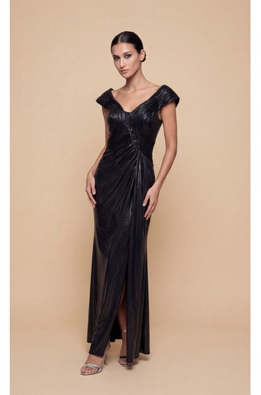Sylva Navy Metallic Maxi Dress