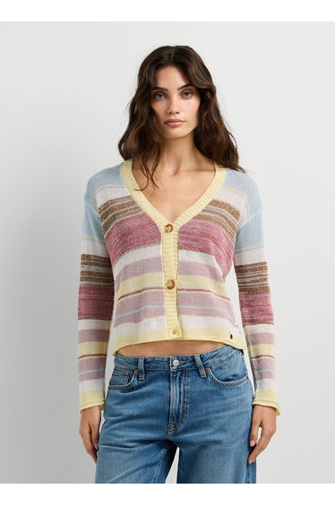 Striped V-Neck Cardigan