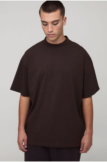 Basic Oversized Extended Neck T-Shirt - chocolate