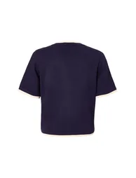 Navy Knit Contrast Top - 4