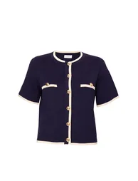 Navy Knit Contrast Top - 3