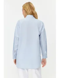 Blue Pearl Detailed Cotton Woven Shirt - 5