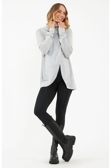 Cowl Neck Nursing Knit (Silver Marle)